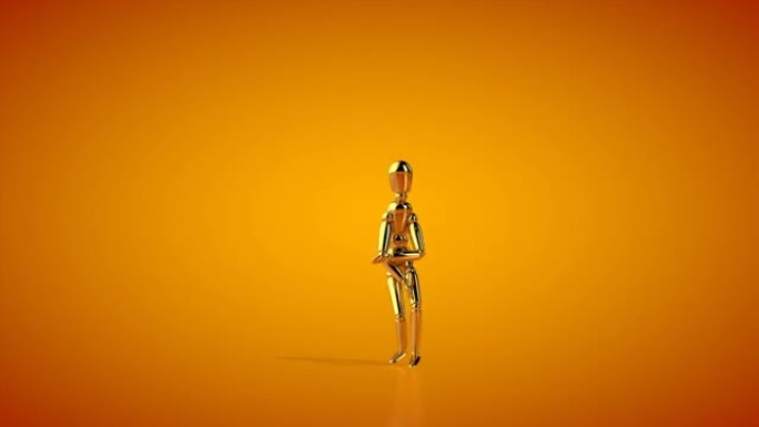 有趣的金色人体模特嘻哈侧步舞，无缝循环，Luma哑光附加