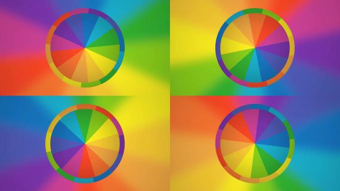 彩虹色色调中的色轮调色板动画循环