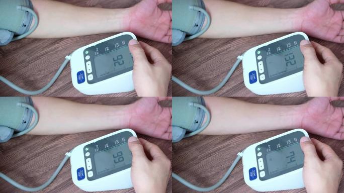 用数字压力表检查血压监测器和心率监测器。医疗保健和医疗概念