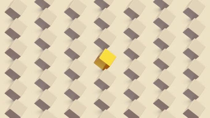 几何背景的金色立方体抽象3d渲染，运动设计。无缝循环动画。