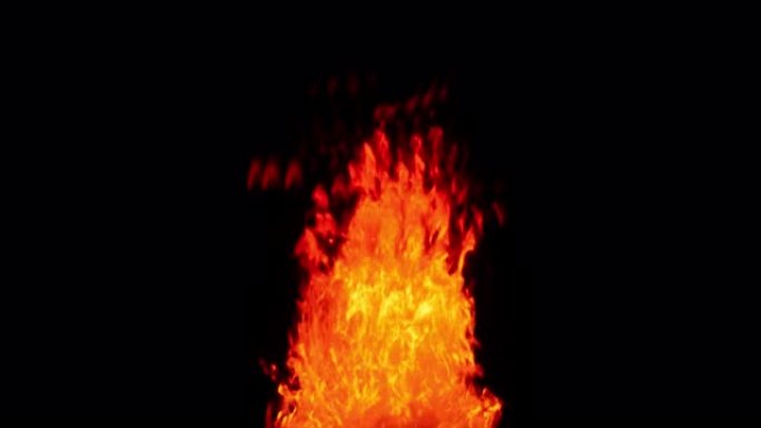 火焰开始燃烧并很快消失在4k孤立的黑色背景上的特写视图