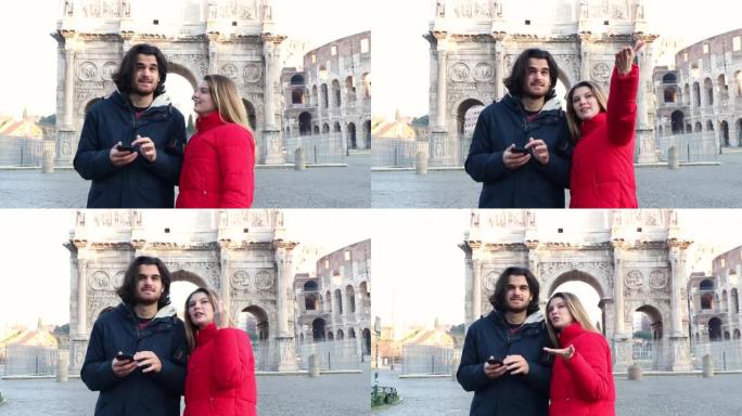 一对年轻夫妇去罗马旅行。