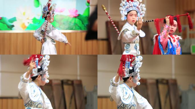 孩子学生学习传统戏曲越剧京剧婺剧乱弹实拍