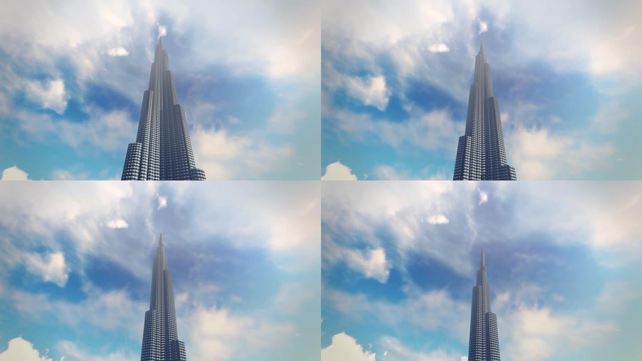 哈利法塔动画矗立云端的高楼