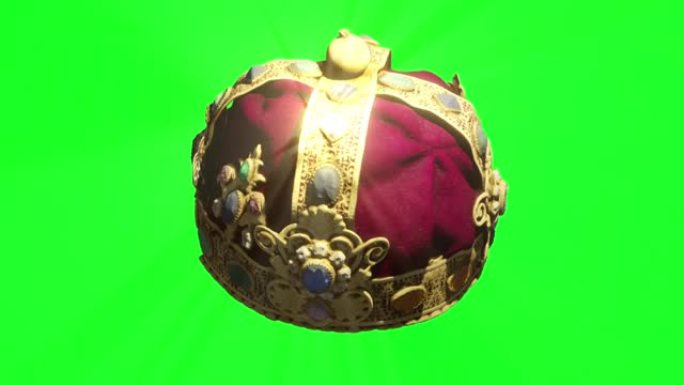 绿色屏幕上皇家皇冠的无缝3D动画