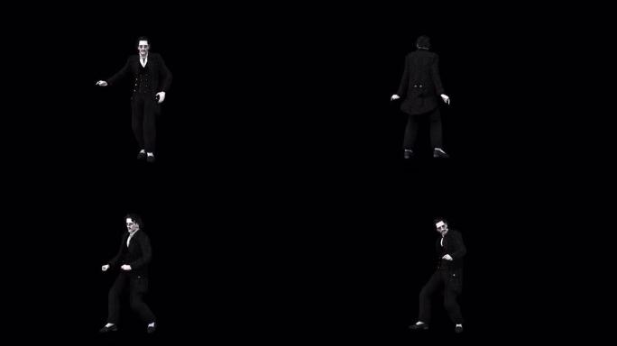 德古拉舞蹈4-万圣节概念，动画。全高清1920 × 1080。18秒长。透明阿尔法视频。
