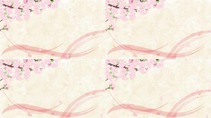 摇曳樱花落花瓣，日式背景循环动画4k视频素材。