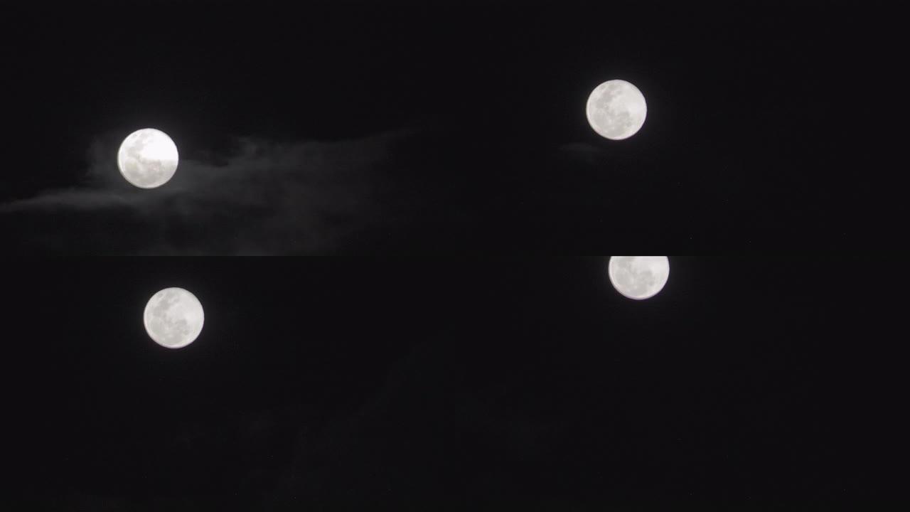 云层后面的满月