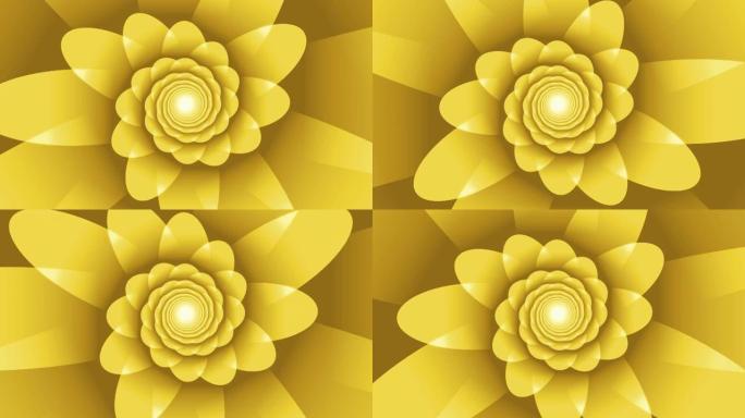 浅黄色花卉形状，圆形叶子环绕动画背景