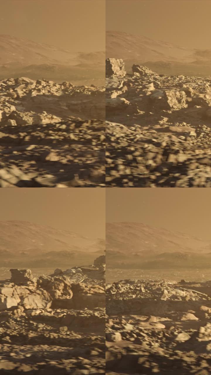 火星行星的太空殖民。火星探测器POV驾驶和探索干旱行星表面垂直视频