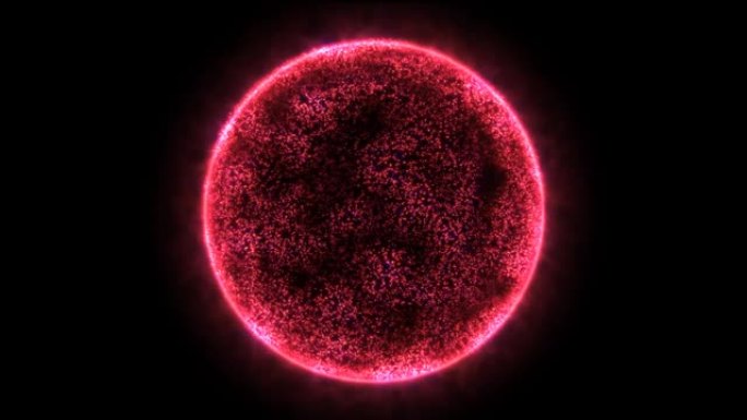 抽象能量球圆形行星恒星未来主义宇宙红色黑色背景上美丽发光的魔法。摘要背景。高质量4k视频，运动设计