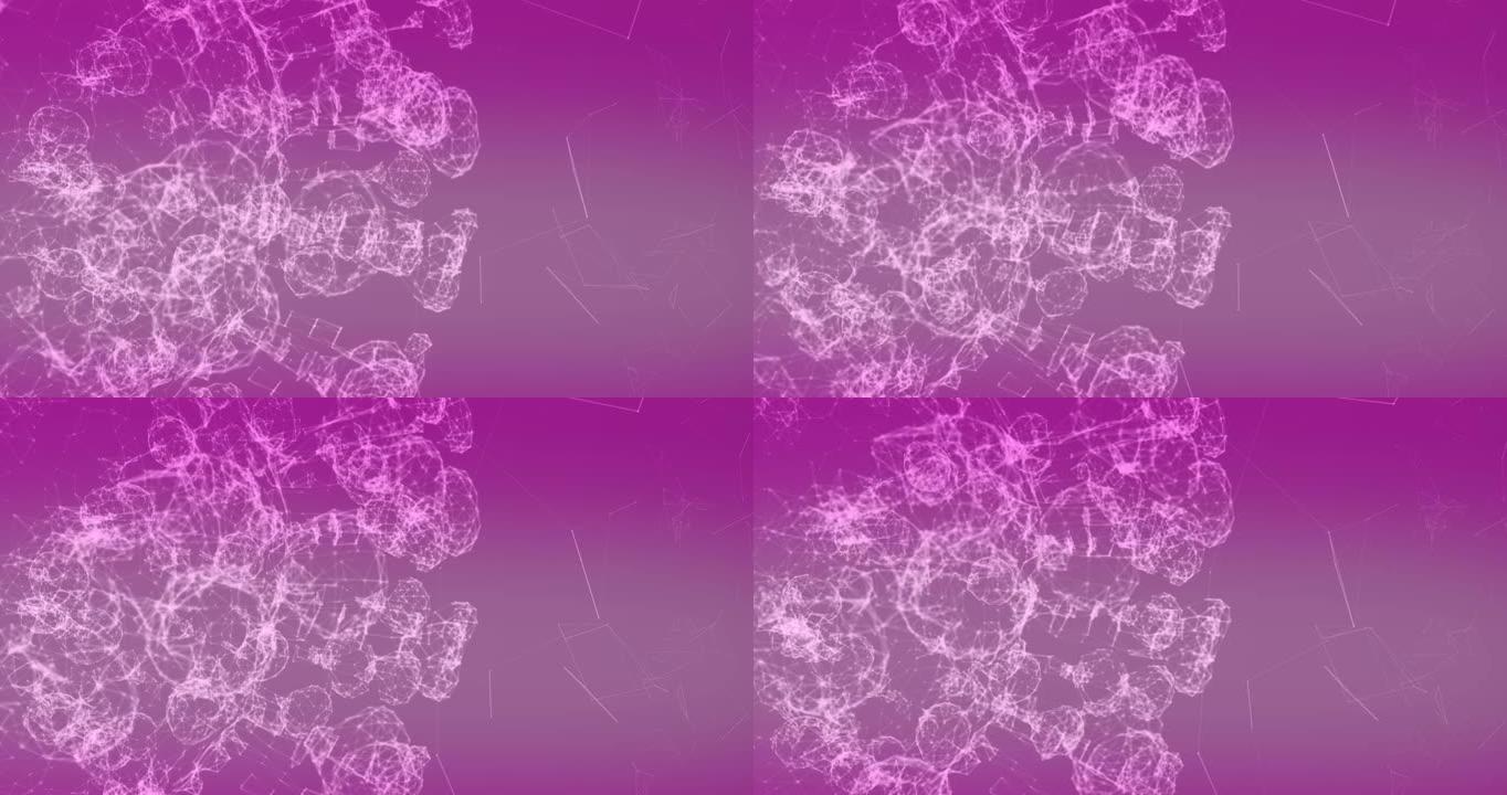 紫色渐变背景下的连接网络数字动画