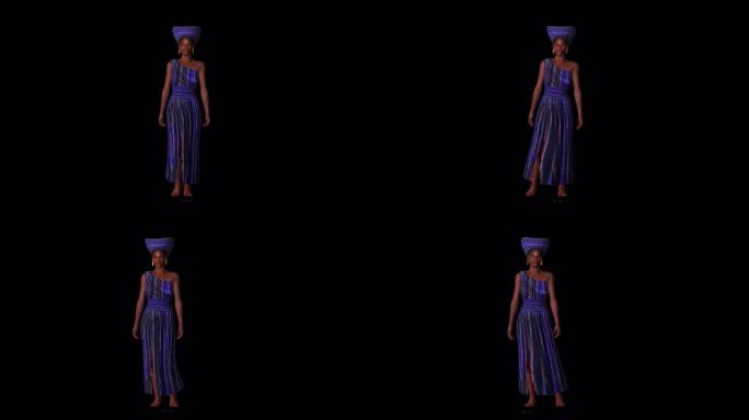 传统的3d非洲女性动画
