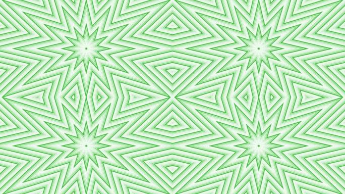 白色背景上的绿色八角星简单平坦几何循环。星空电波无尽的创意动画。星星无缝运动图形背景。阿斯特拉雷达声