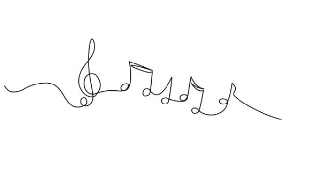 连续单线绘制音乐音符和高音谱号
