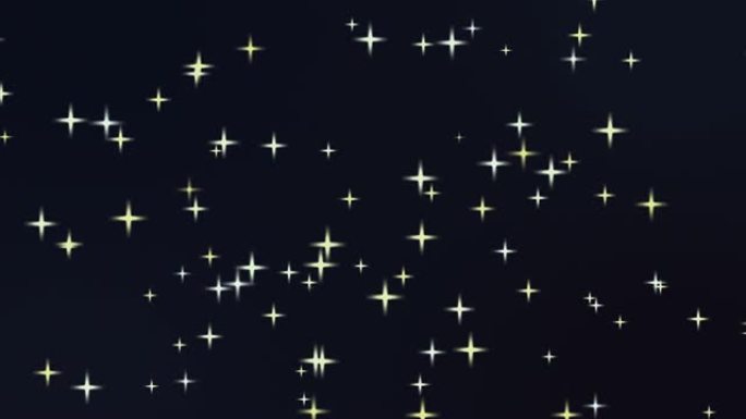 深蓝色背景上闪闪发光的金色星星，夜空动画