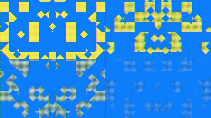 黄色和蓝色块抽象的未来背景。闪闪发光的创意商业展示概念。