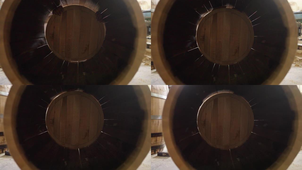 库珀制造桶顶制作木桶视频素材