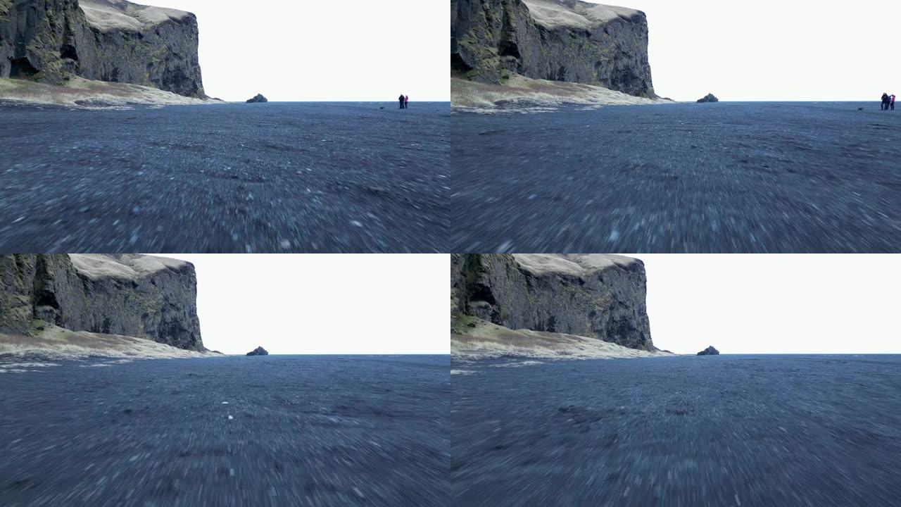冰岛黑海滩对悬崖的风景，星球大战电影拍摄地点