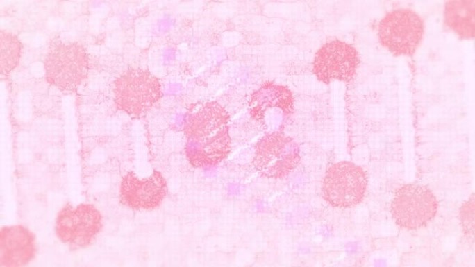粉红色和蓝色dna链在正方形上的动画