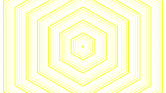白色背景上的黄色六角星简单扁平几何循环。星光灿烂的六角形旋转无线电波无尽的创意动画。旋转星星无缝运动