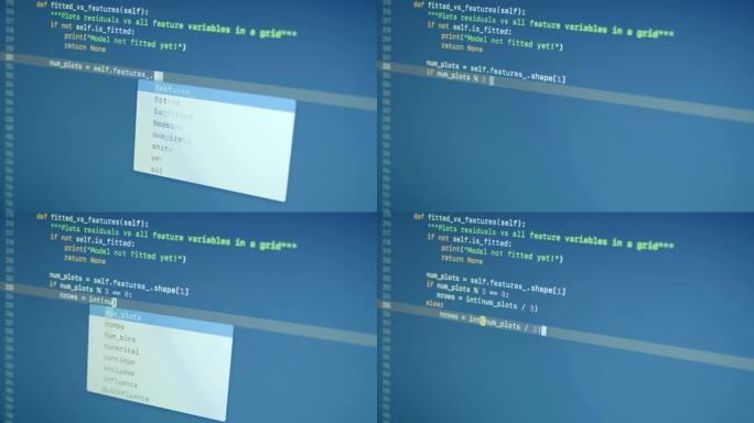 屏幕上的Python语言打字机器学习应用程序源代码
