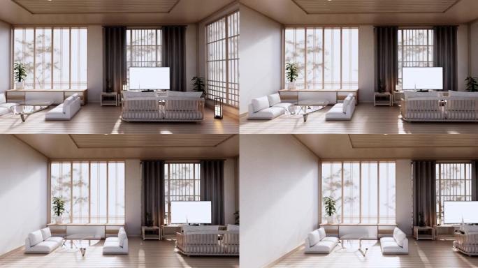 最小房间日式设计。3d渲染