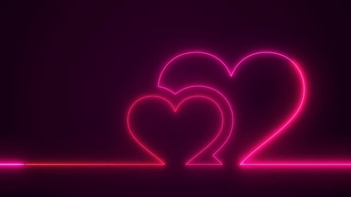 动画发光红色和粉红色霓虹心情人节背景