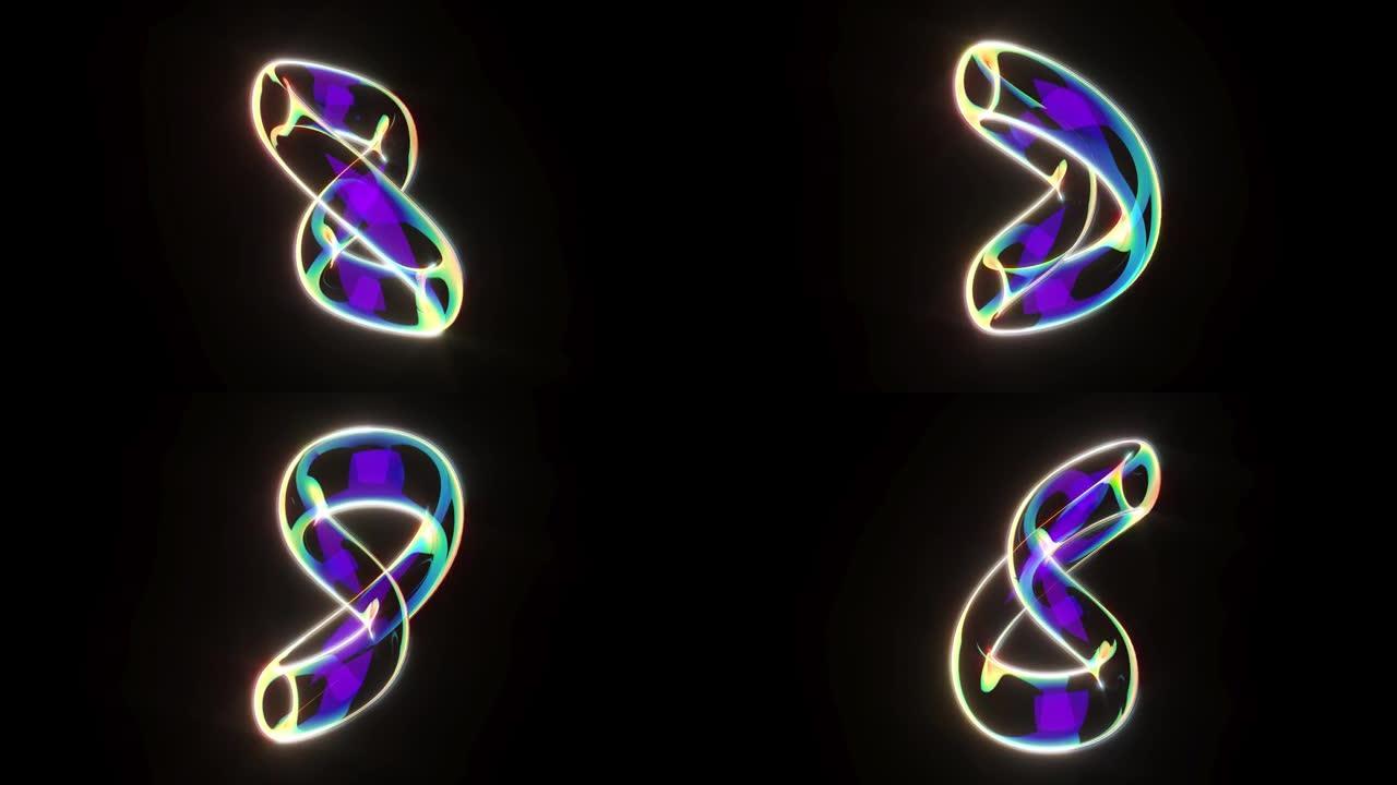 发光透明结无限符号在循环循环中旋转4k