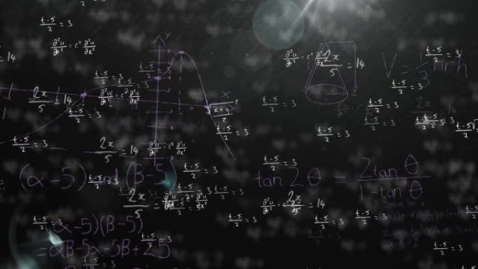 黑色背景上的数学方程动画