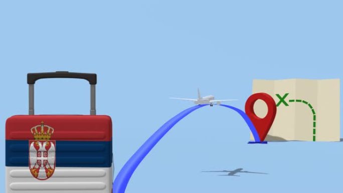 动画飞机和行李箱-塞尔维亚之旅