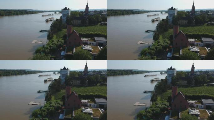 德国莱茵河畔Eltville镇的鸟瞰图