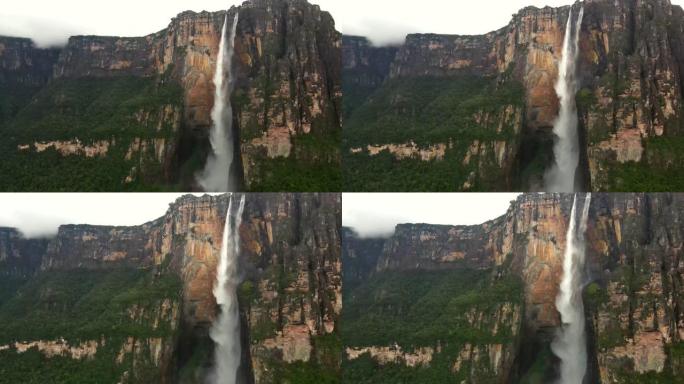 天使瀑布世界最高瀑布的风景鸟瞰图