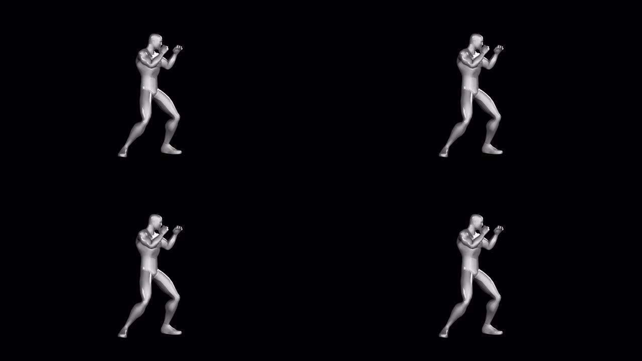 透明背景上的动画3d男子拳击