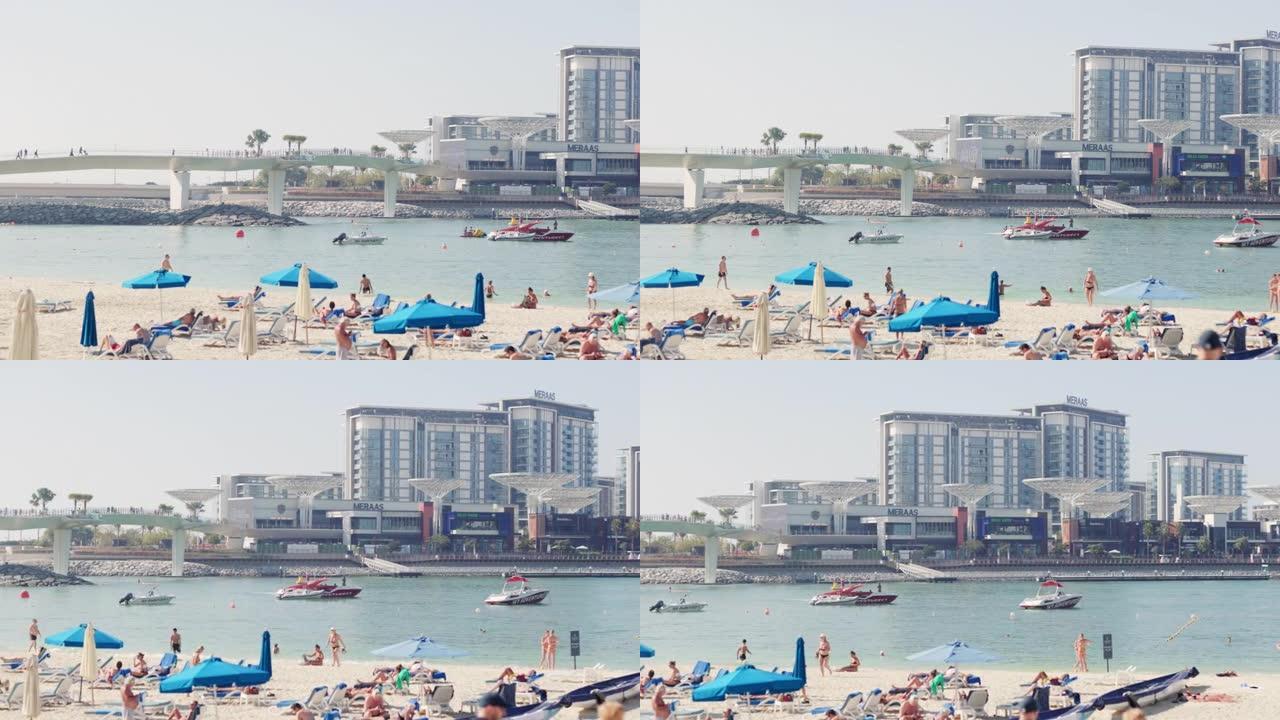 迪拜蓝水人行天桥和蓝水岛