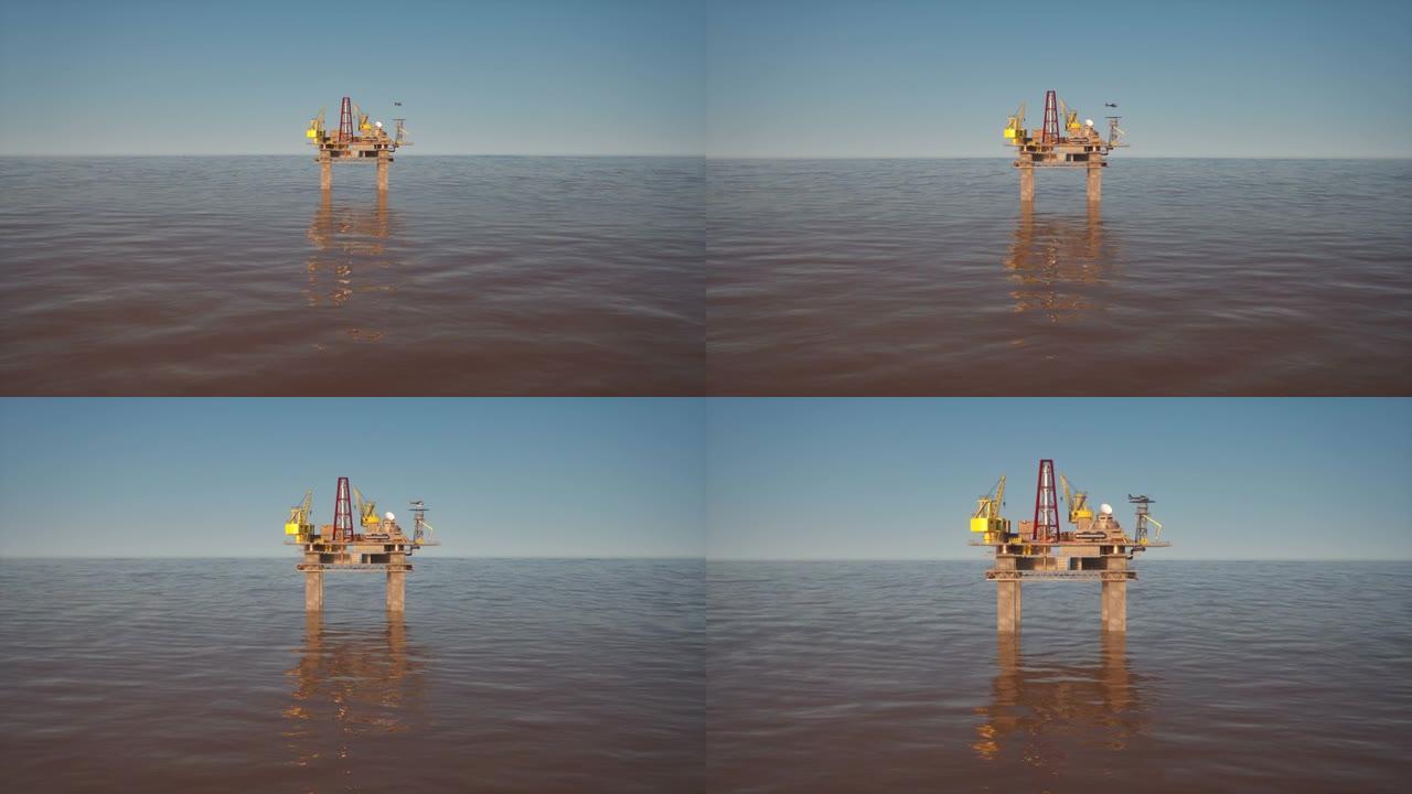 石油钻井平台的3d动画