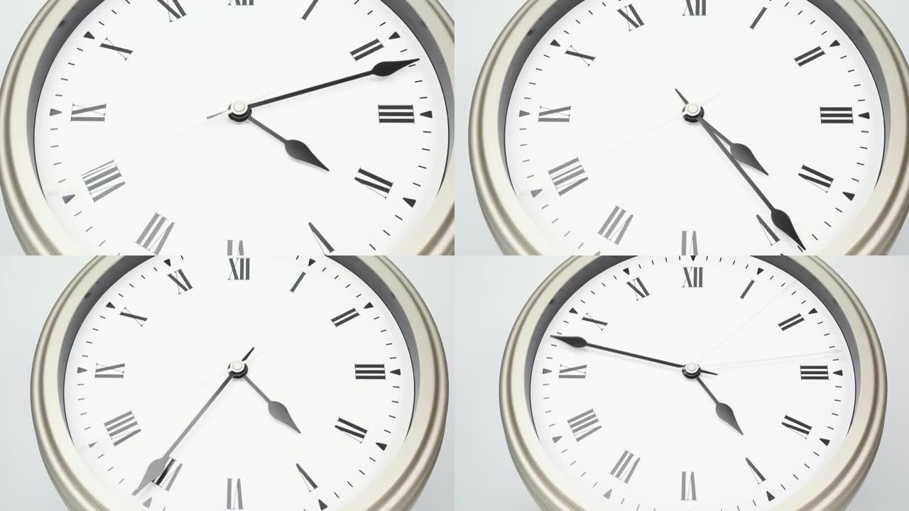 延时银挂钟告诉时间从3分钟到10点。