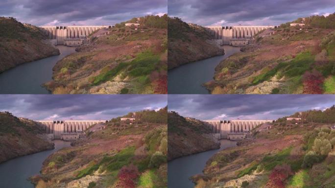 令人惊叹的电影跟踪镜头从阿尔坎塔拉大坝的L到R
