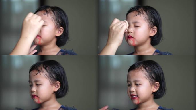 来自泰国的可爱东南亚女孩为万圣节化妆 -- 4k拍摄