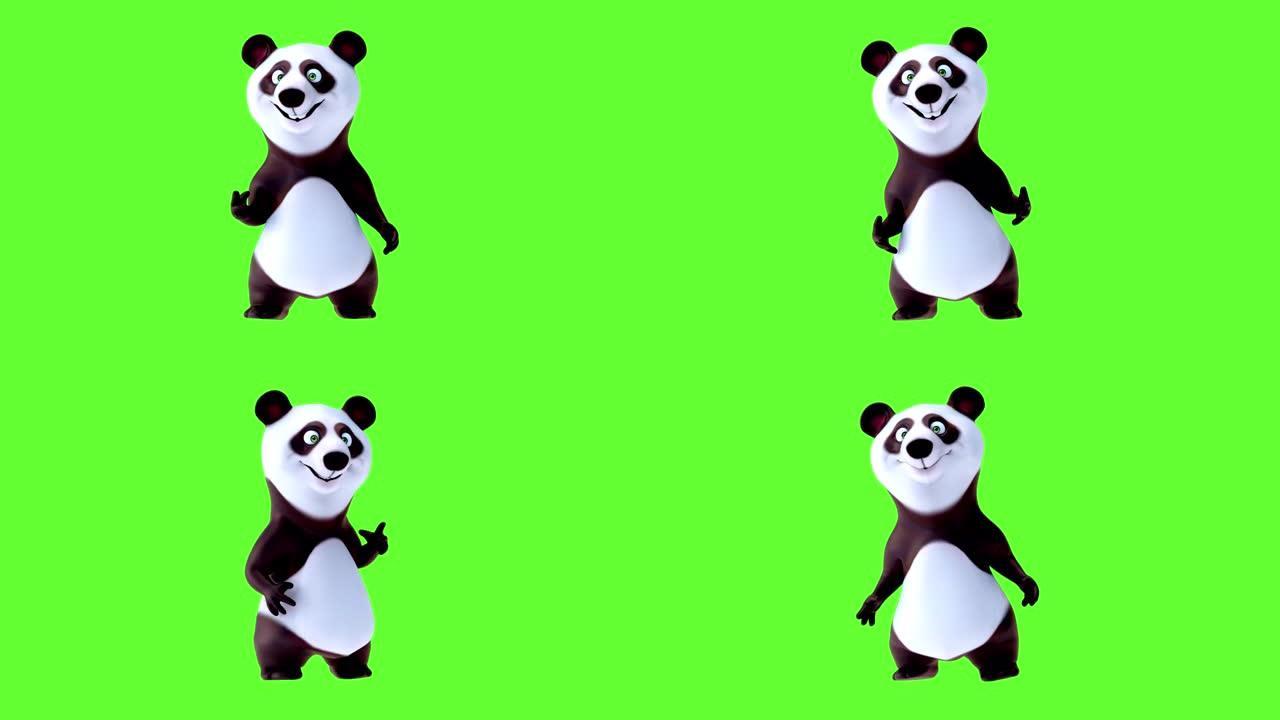 有趣的3D卡通熊猫交谈和展示 (带阿尔法频道)