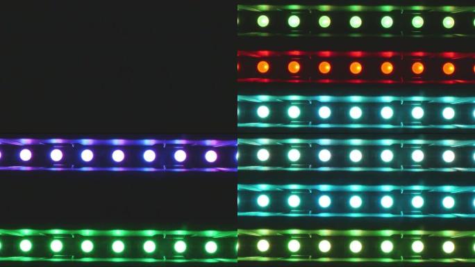 彩色闪烁RGB点的发光二极管面板。
