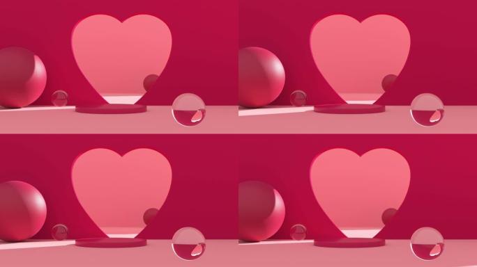 讲台模型心脏情人节介绍能够循环无缝4k