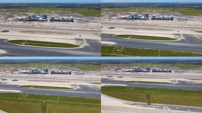 在新南威尔士州西悉尼的Badgerys Creek，新的西悉尼国际机场的空中无人机回撤视图