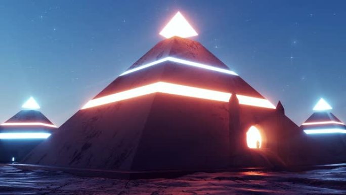 古代金字塔门户-循环科幻景观背景