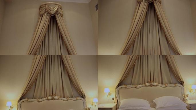 酒店床上美丽的装饰窗帘