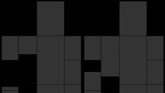 神奇闪亮的运动图形方形-移动方形块，从黑色背景到白色的表面变换动画，抽象块背景，成千上万的块在一个正