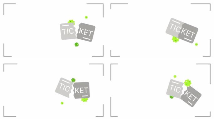 带框架的白色背景上的票务图标的4k视频。