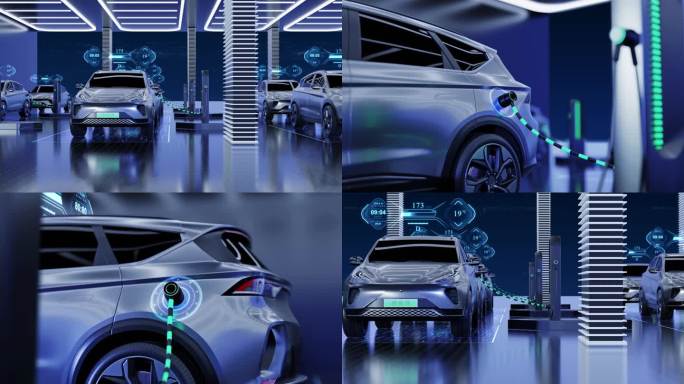 新能源电动汽车智能充电站素材(无线框版)