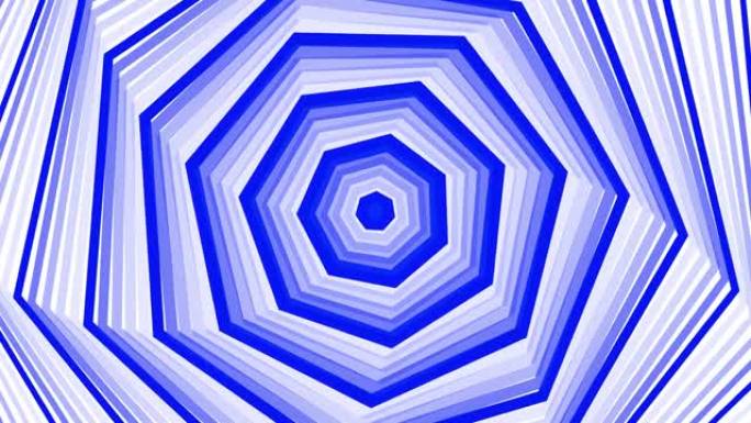 蓝色粗体自旋七边形星形简单平面几何在白色背景循环。星空七边形旋转无线电波无尽的创意动画。旋转星星无缝