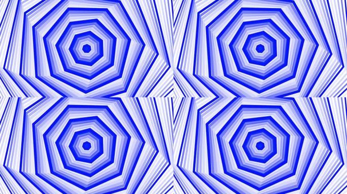 蓝色粗体自旋七边形星形简单平面几何在白色背景循环。星空七边形旋转无线电波无尽的创意动画。旋转星星无缝